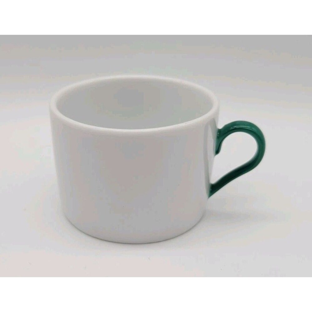 Vtg Crate & Barrel White Coffee Mug Green Handle Monno Bangladesh Replacement